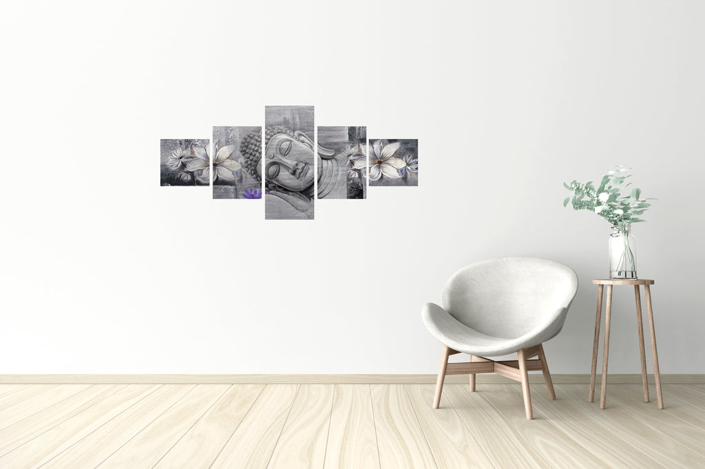 Set Of 5 Lord Buddha Premium Canvas Painting Kafalo