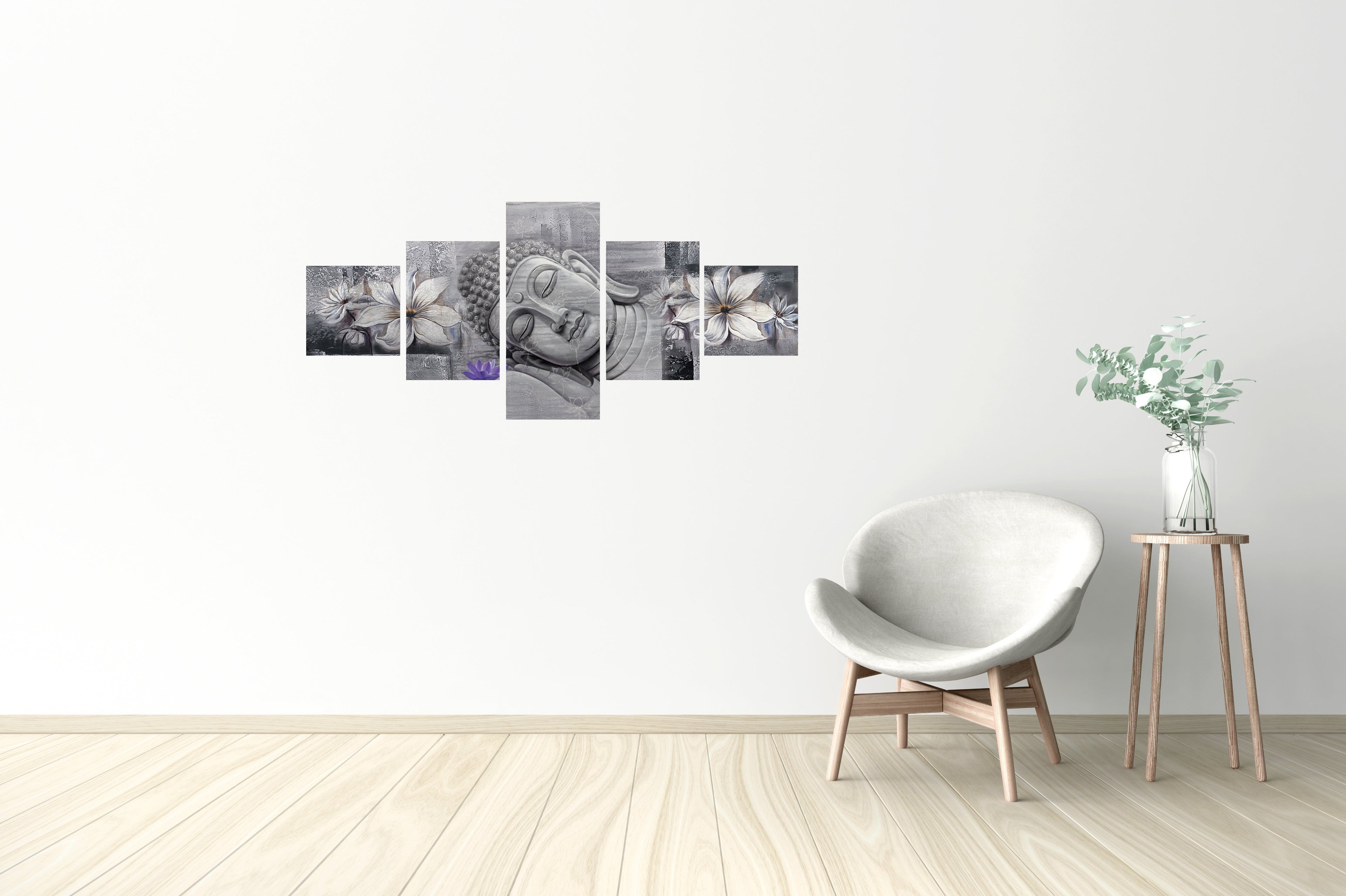 Set Of 5 Lord Buddha Premium Canvas Painting Kafalo