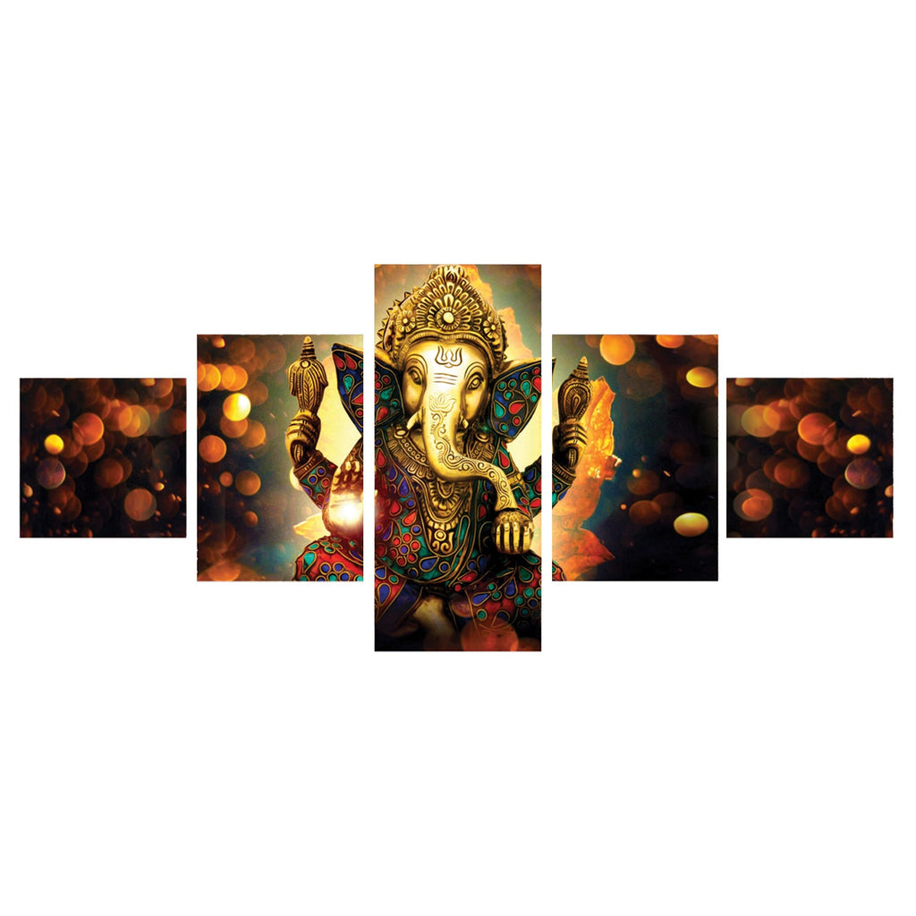 Set of 5 Lord Ganesha Premium Canvas Painting Kafalo
