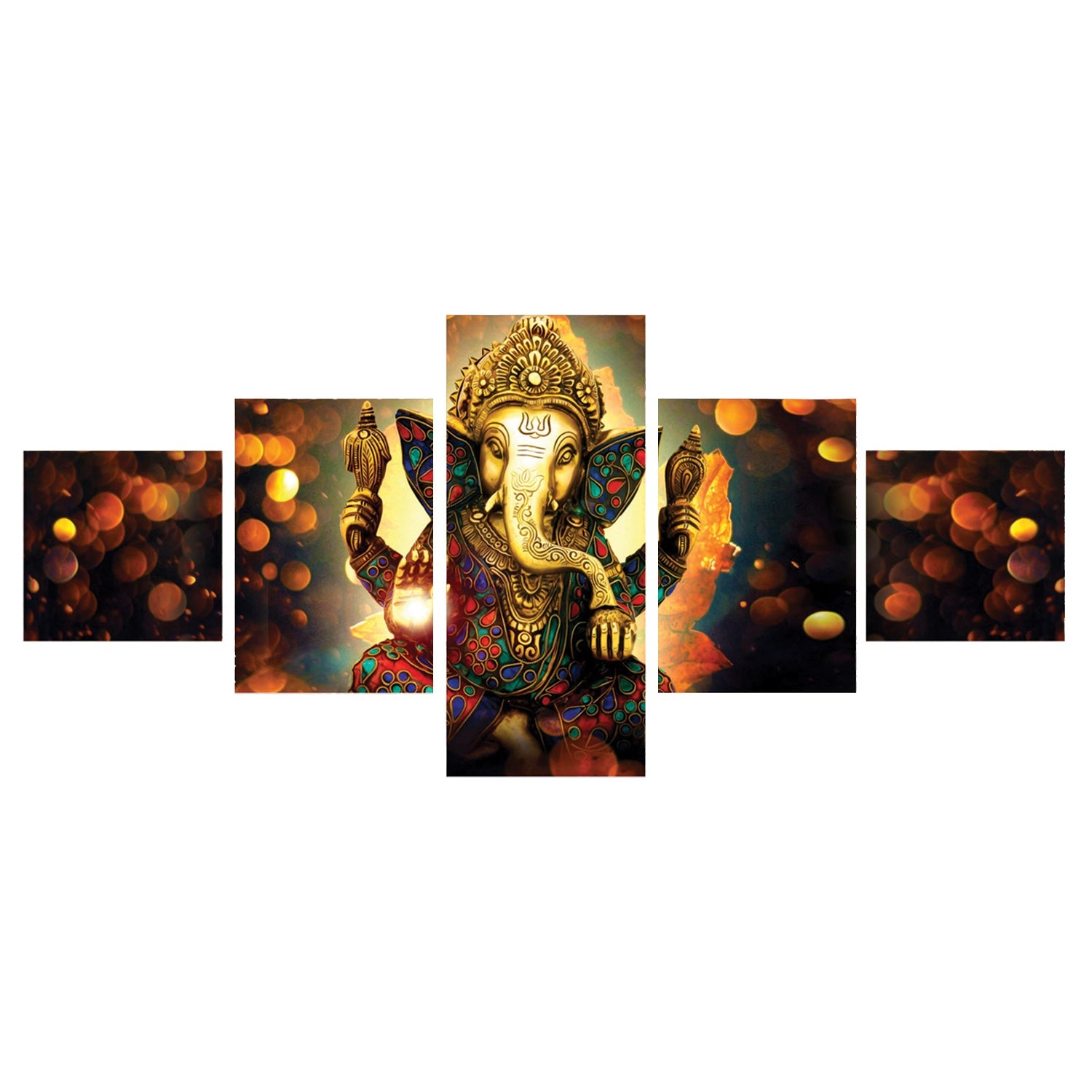Set of 5 Lord Ganesha Premium Canvas Painting Kafalo