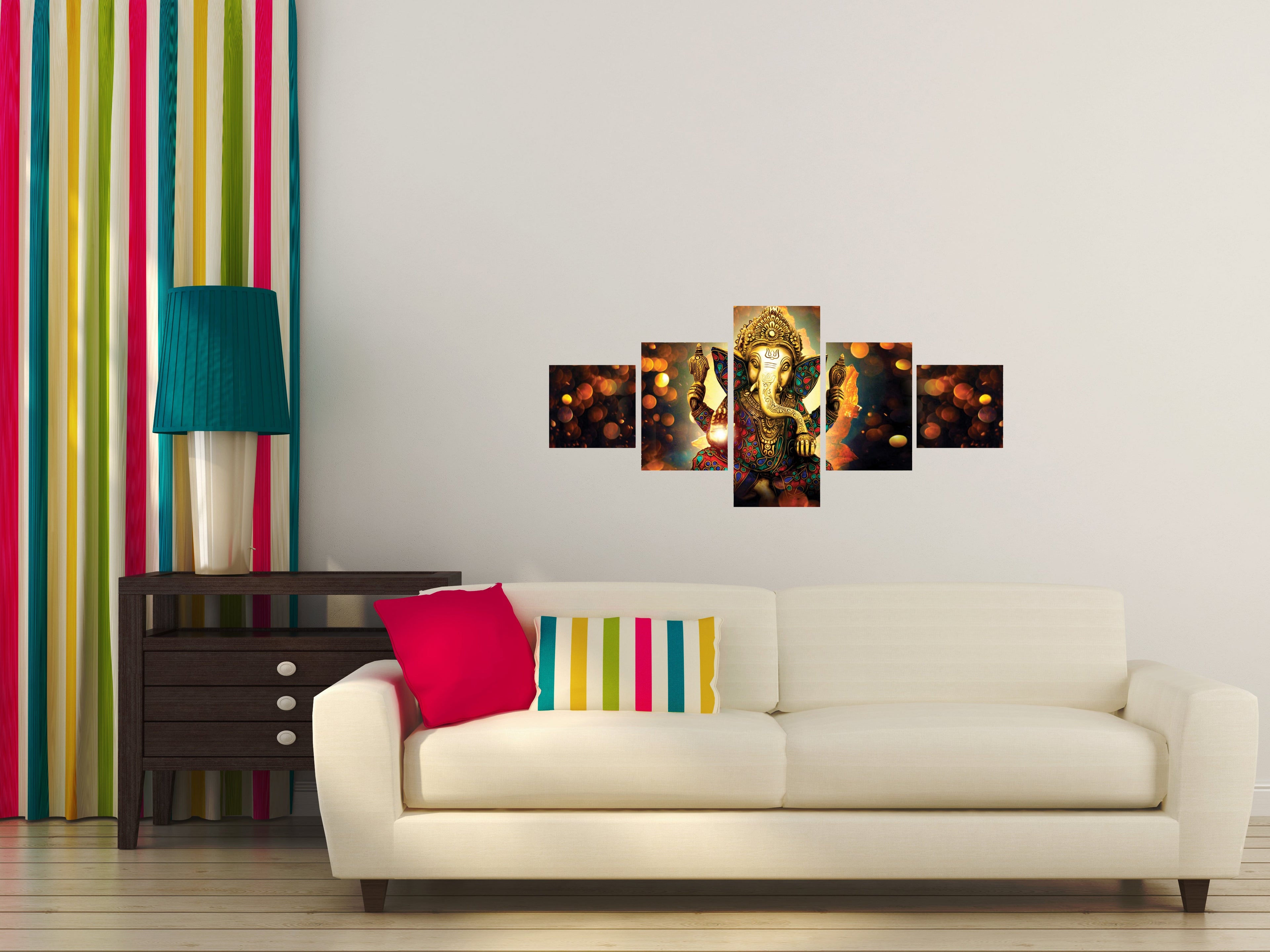 Set of 5 Lord Ganesha Premium Canvas Painting Kafalo
