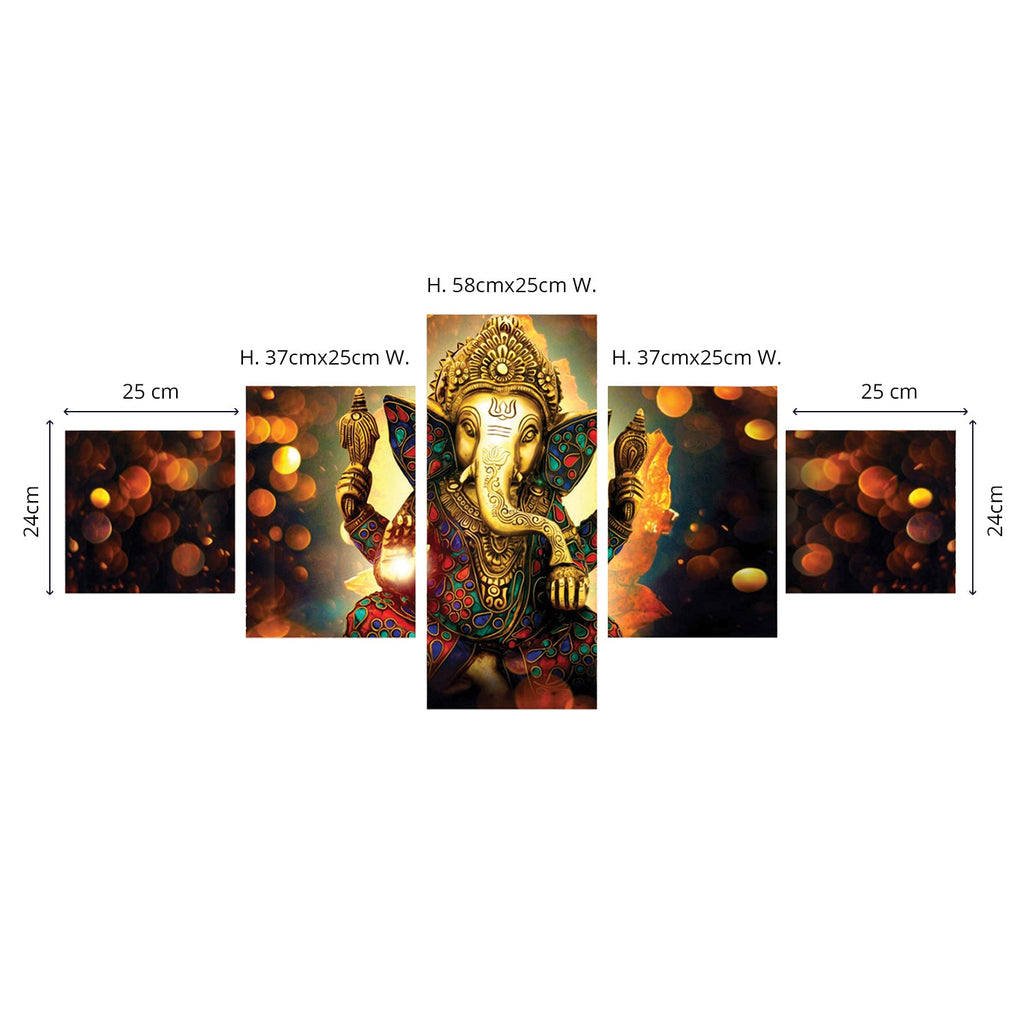 Set of 5 Lord Ganesha Premium Canvas Painting Kafalo