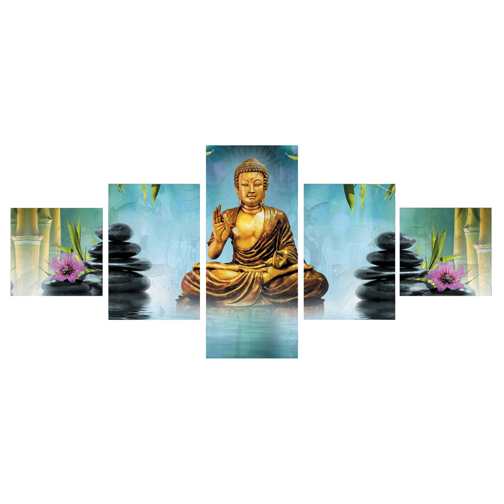 Set Of 5 Lord Buddha Premium Canvas Painting Kafalo