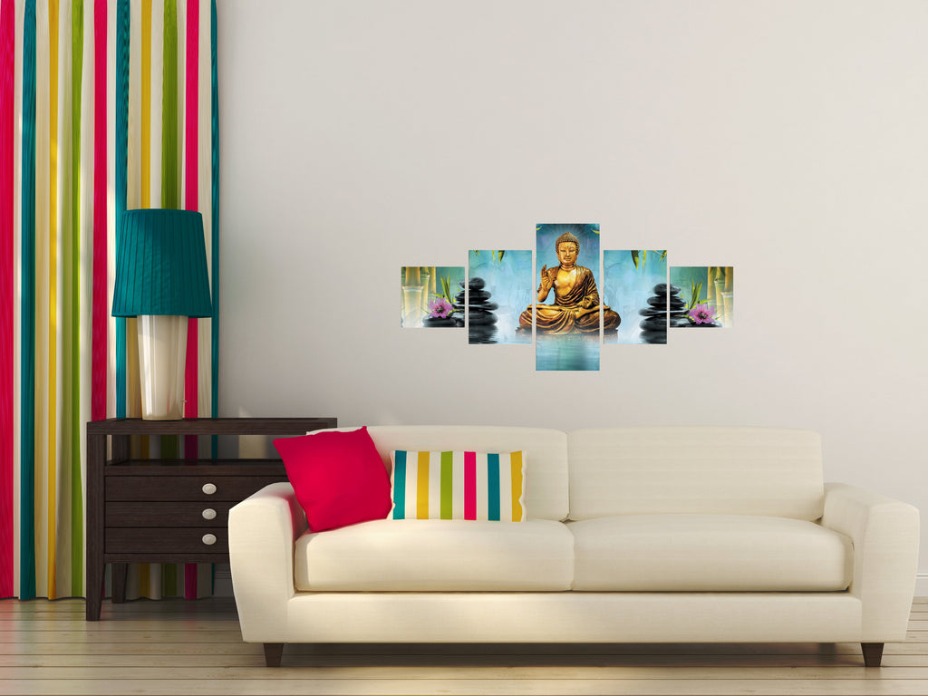 Set Of 5 Lord Buddha Premium Canvas Painting Kafalo