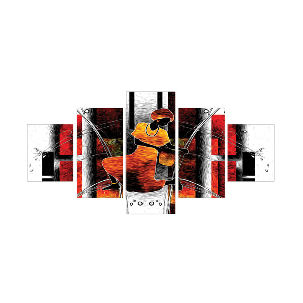 Set of 5 Abstract Theme Premium Canvas Painting Kafalo