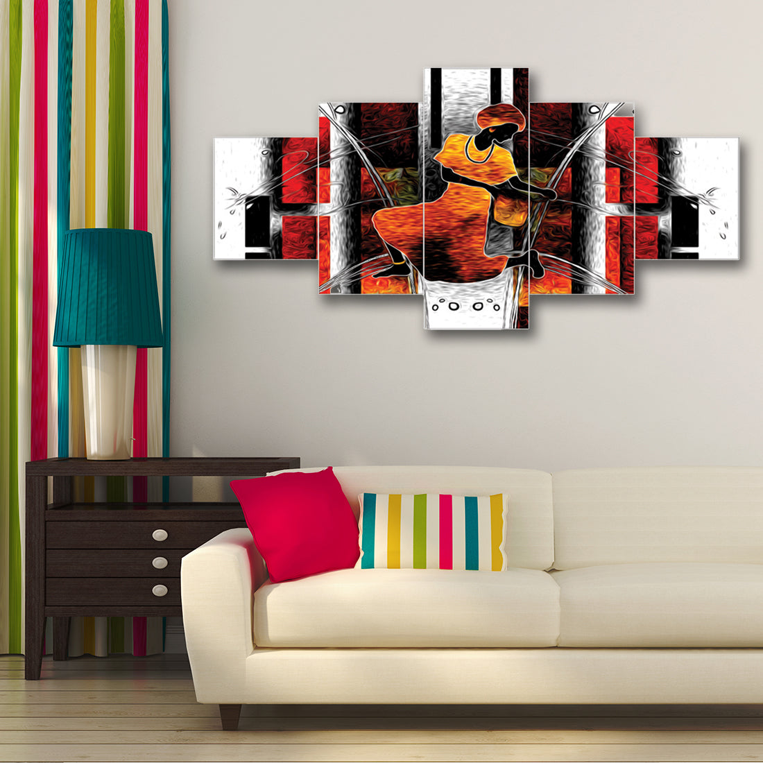 Set of 5 Abstract Theme Premium Canvas Painting Kafalo
