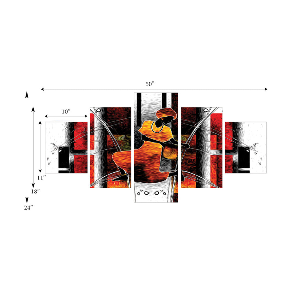 Set of 5 Abstract Theme Premium Canvas Painting Kafalo