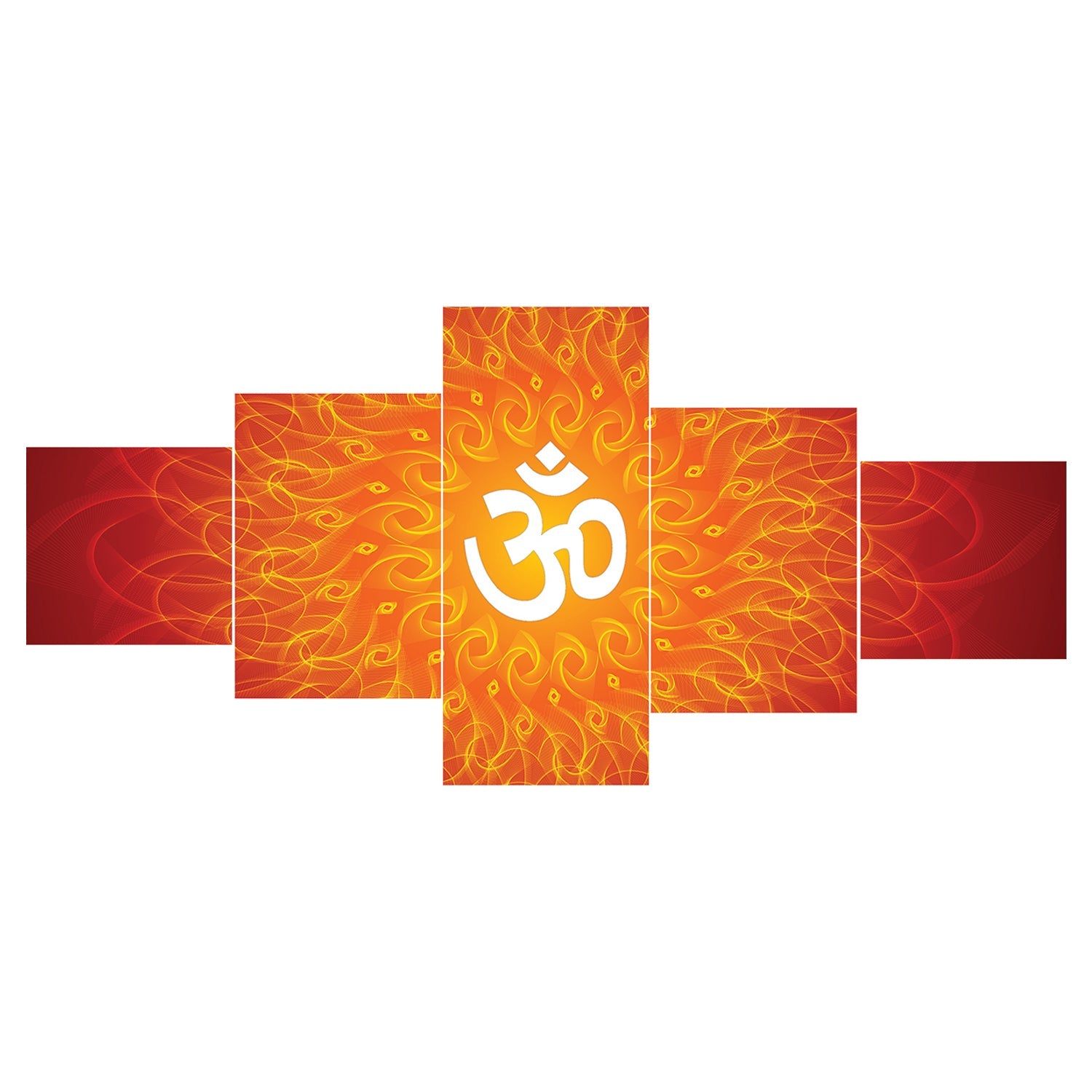 Positive Energy Om Symbol Painting Set Of 5 Panels Religious Wall Art Kafalo