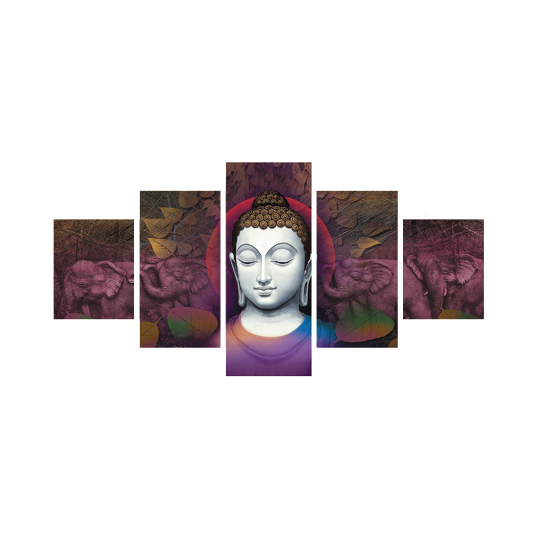 Set of 5 Lord Buddha Premium Canvas Painting Kafalo