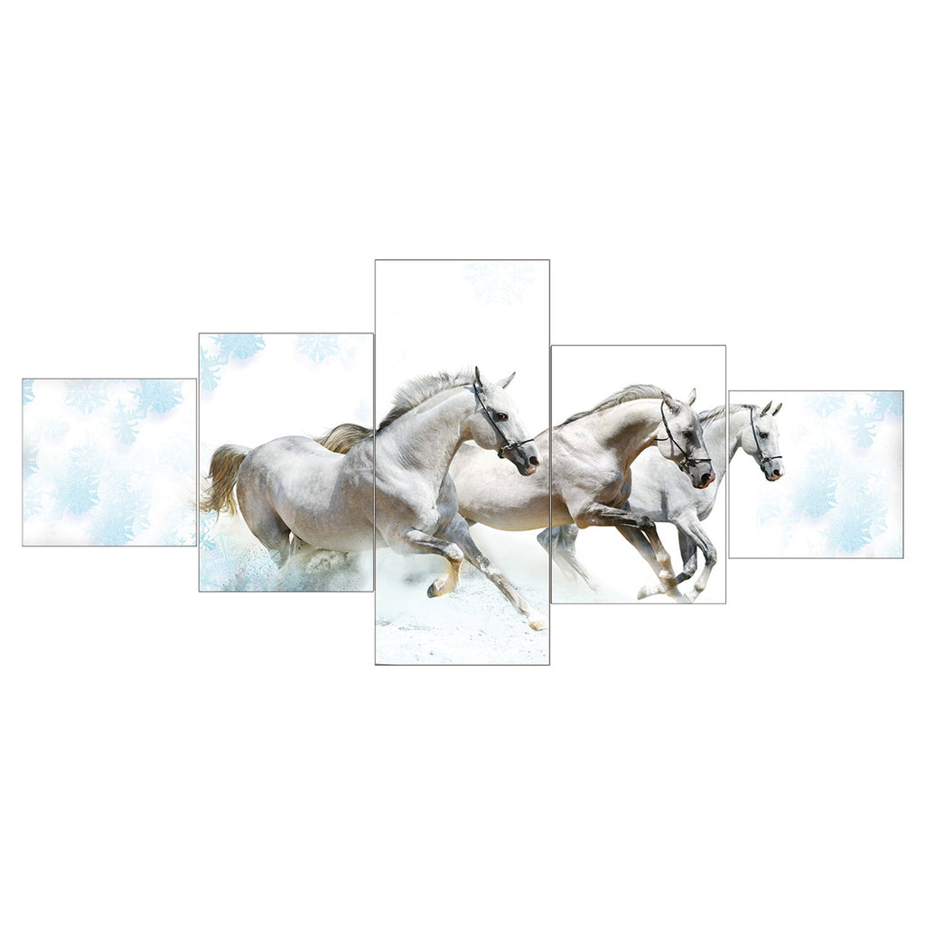 Set of 5 Running Horses Premium Sunboard Panels Painting Kafalo