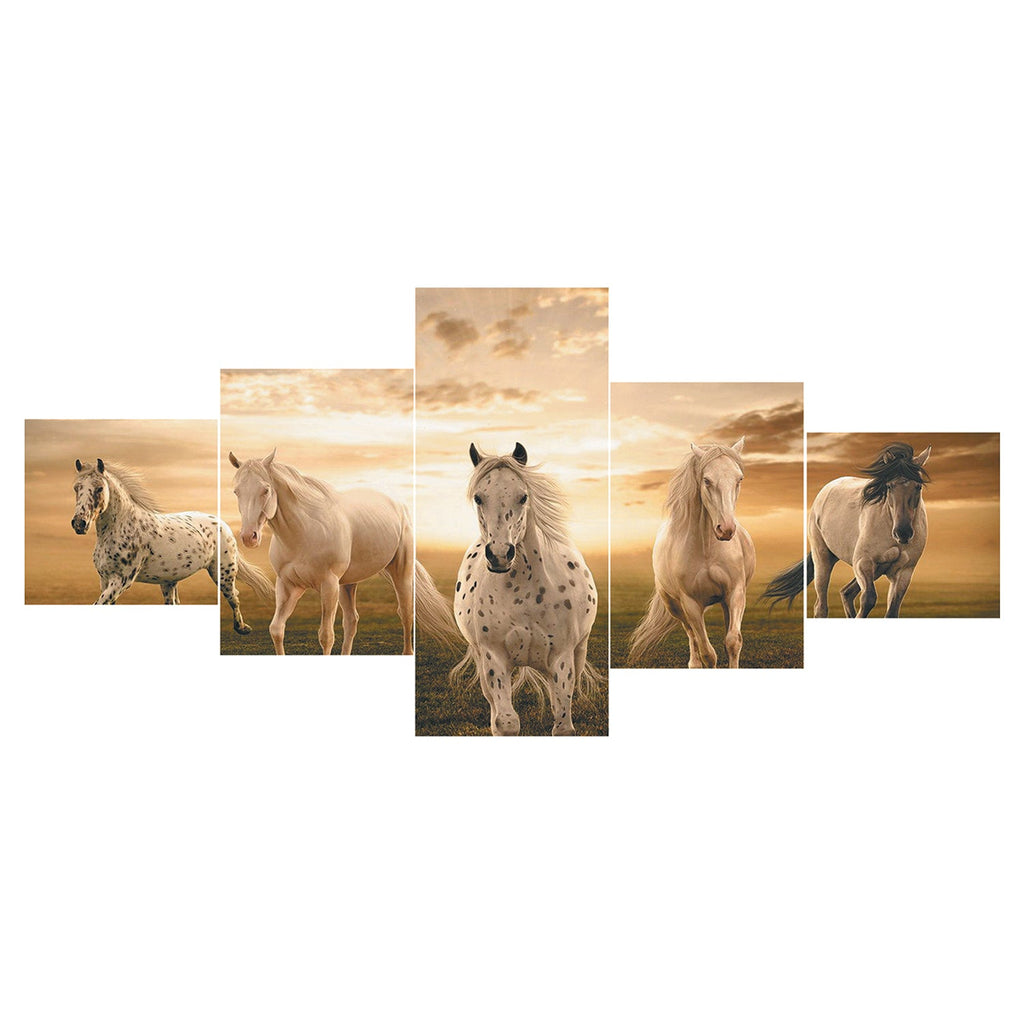 Set of 5 Running Horses Premium Sunboard Panels Painting Kafalo