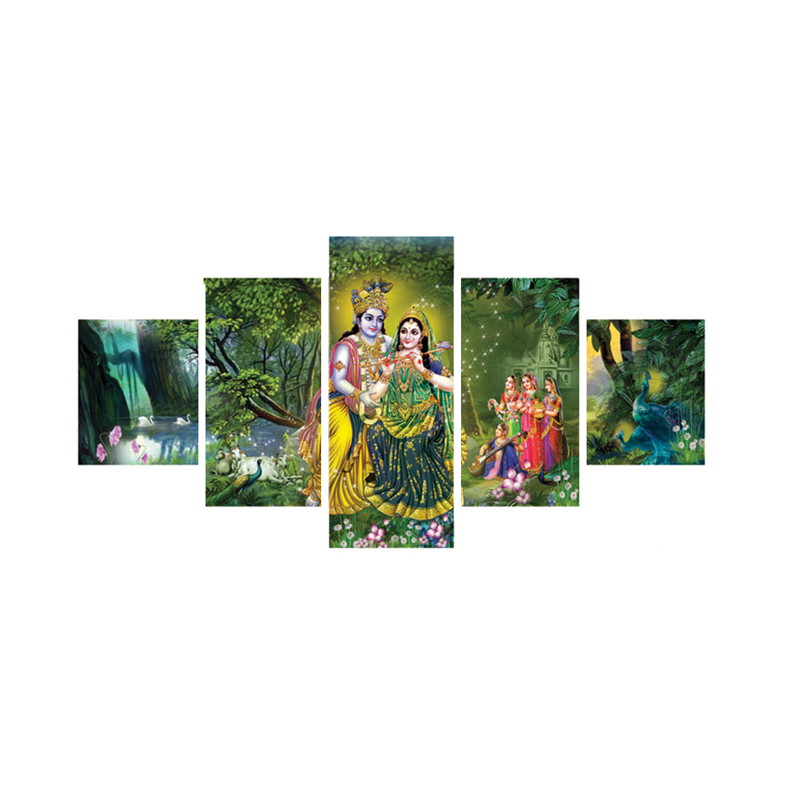 Set of 5 Radha Krishna Premium Canvas Painting Kafalo