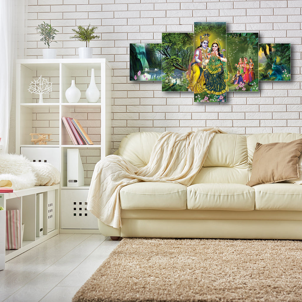 Set of 5 Radha Krishna Premium Canvas Painting Kafalo