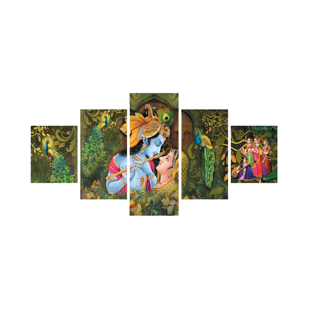 Set of 5 Radha Krishna Premium Canvas Painting Kafalo
