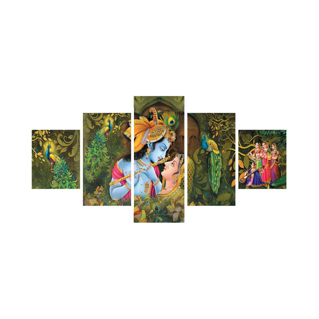 Set of 5 Radha Krishna Premium Canvas Painting Kafalo