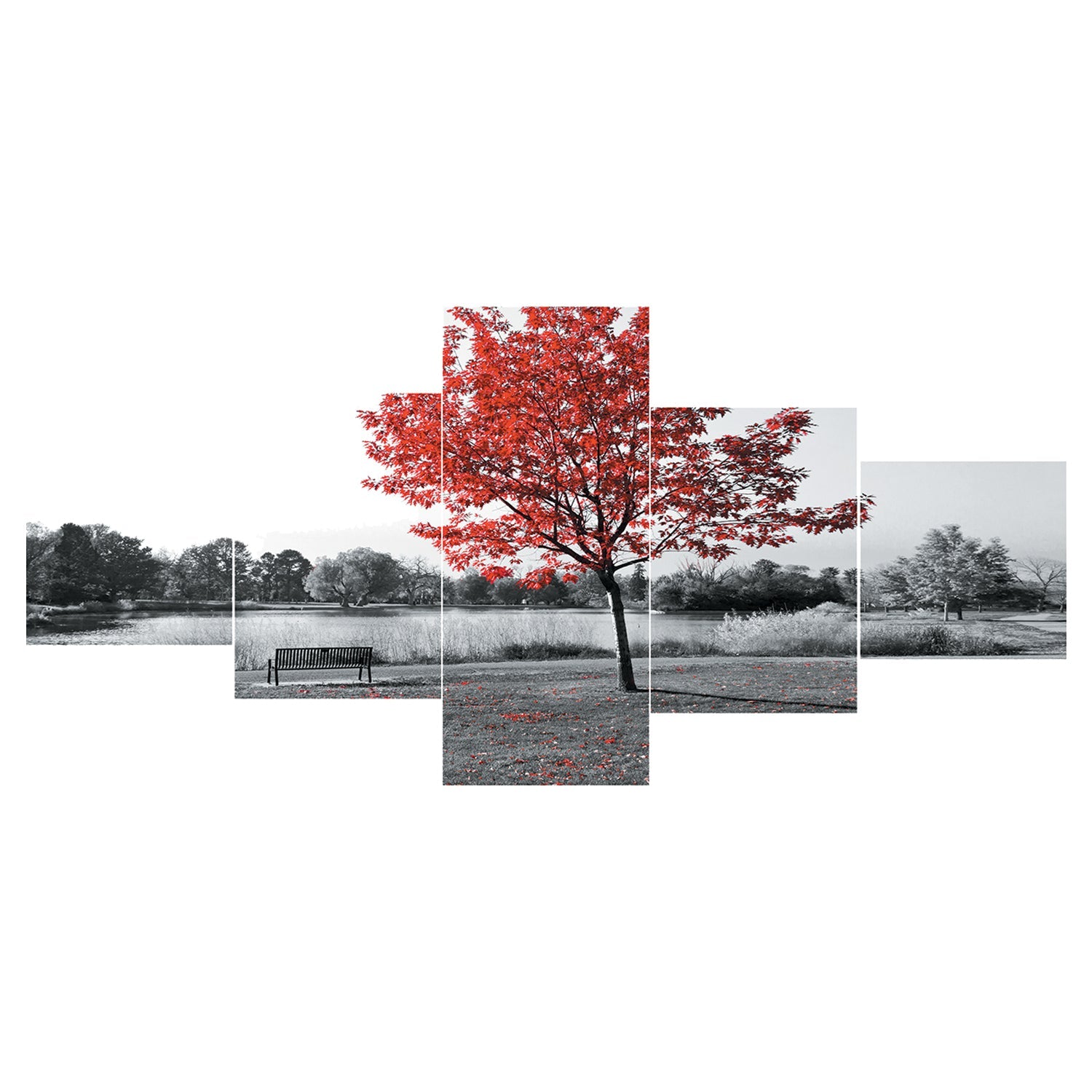 Set of 5 Beautiful Fall Season View Premium Sunboard Panels Painting Kafalo