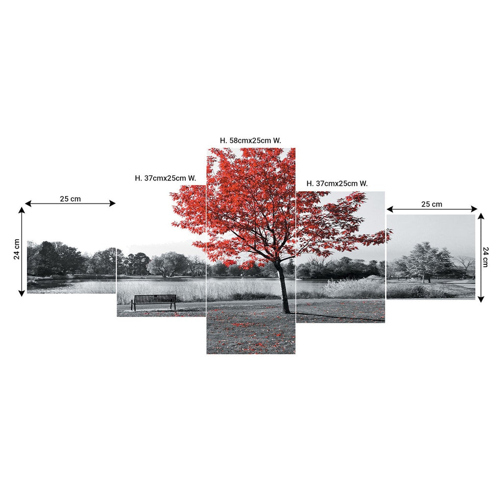 Set of 5 Beautiful Fall Season View Premium Sunboard Panels Painting Kafalo