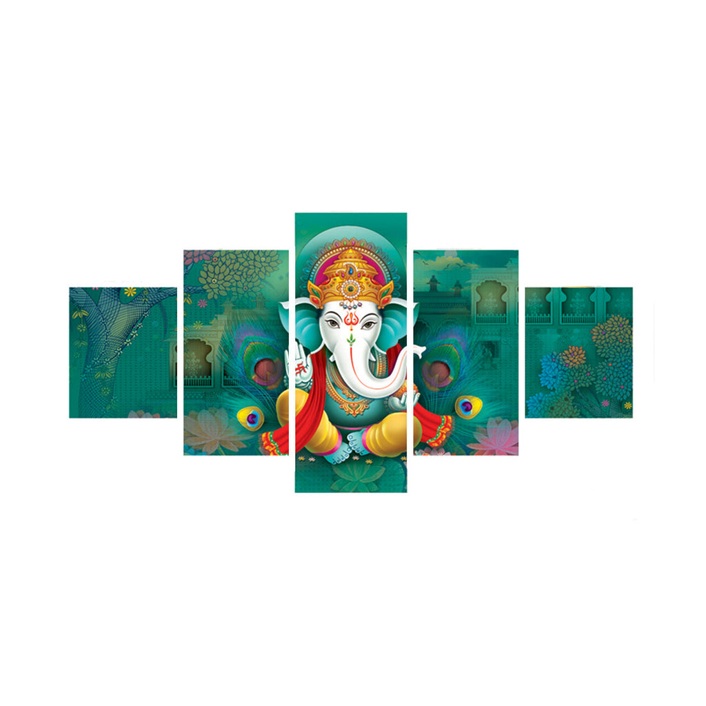 Set of 5 Lord Ganesha Premium Canvas Painting Kafalo