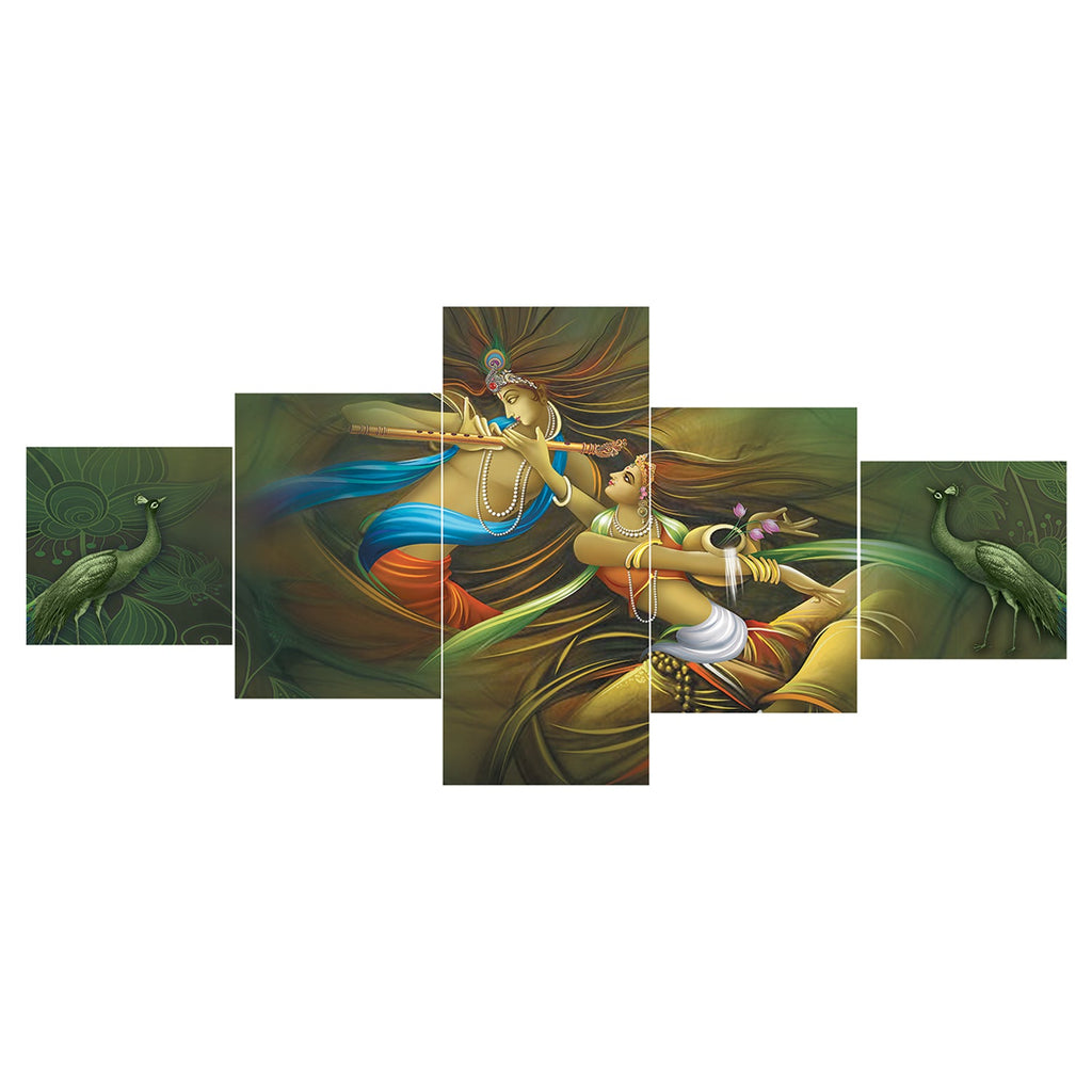 Set of 5 Radha Krishna Premium Sunboard Panels Painting Kafalo