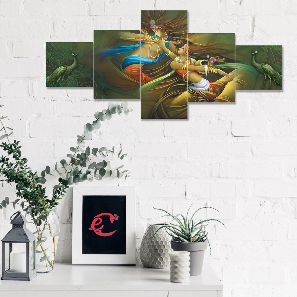 Set of 5 Radha Krishna Premium Sunboard Panels Painting Kafalo