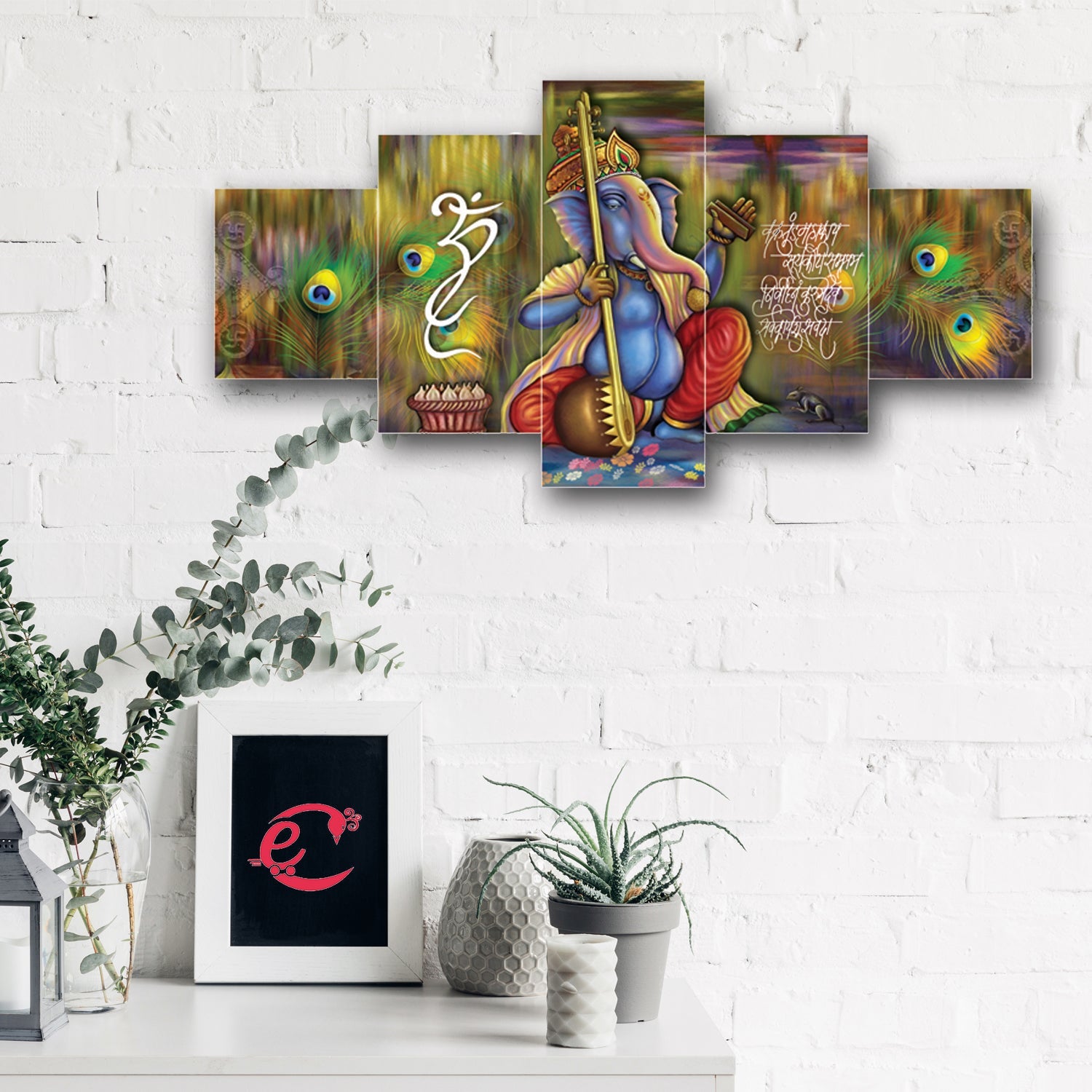 Set of 5 Lord Ganesha Premium Canvas Painting Kafalo