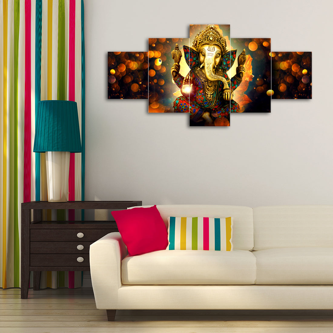 Set of 5 Lord Ganesha Premium Canvas Painting Kafalo
