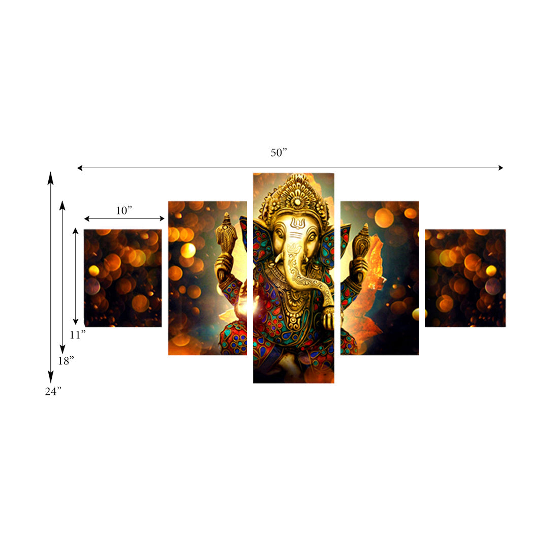 Set of 5 Lord Ganesha Premium Canvas Painting Kafalo