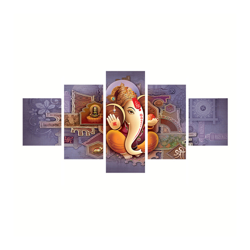 Set of 5 Lord Ganesha Premium Canvas Painting Kafalo
