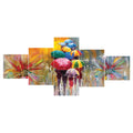 Set of 5 People Under Umbrella View Premium Sunboard Panels Painting Kafalo