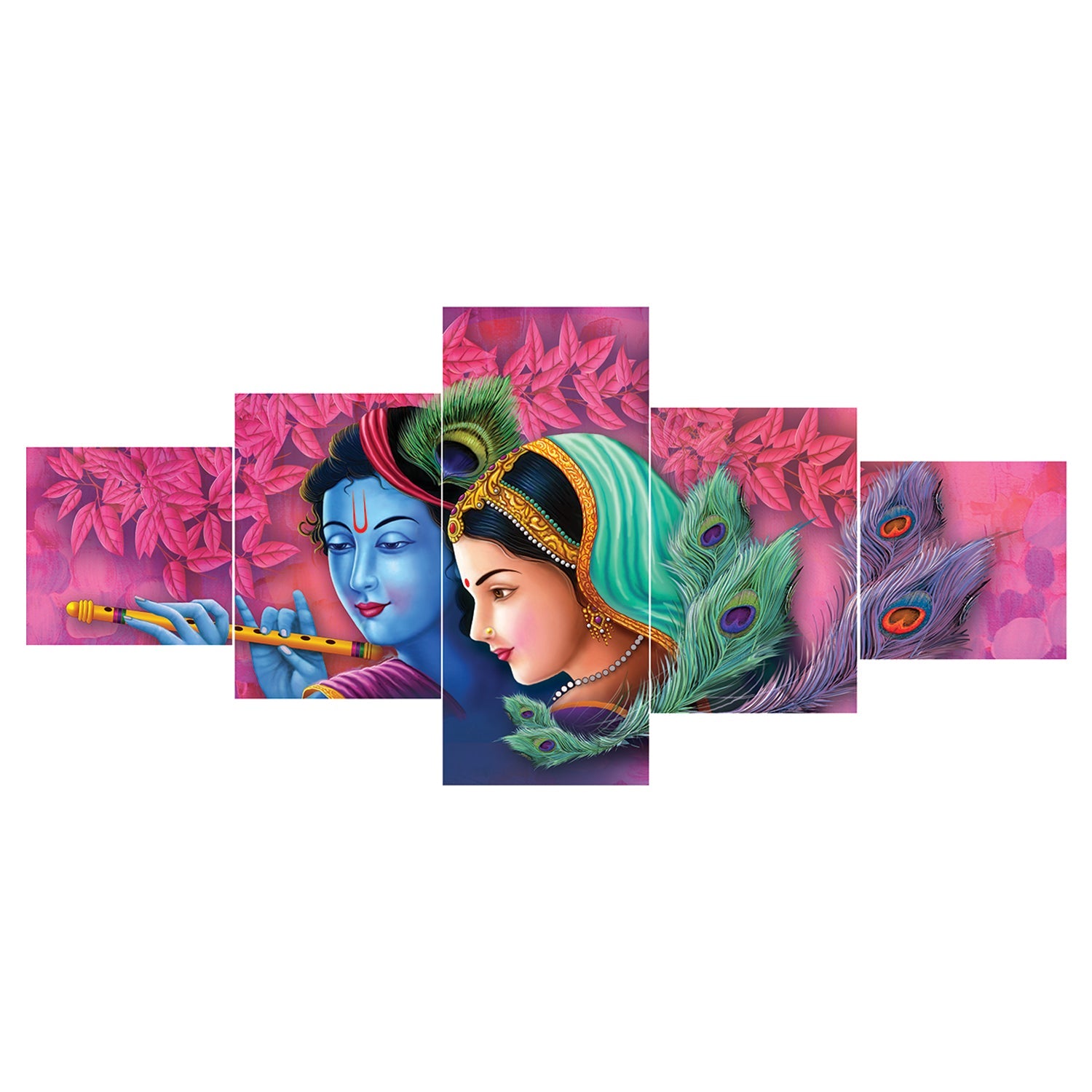 Set of 5 Radha Krishna Premium Sunboard Panels Painting Kafalo