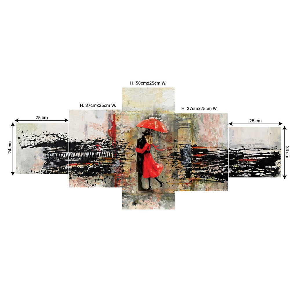 Set of 5 Lovely Couple Under Umbrella Premium Sunboard Panels Painting Kafalo