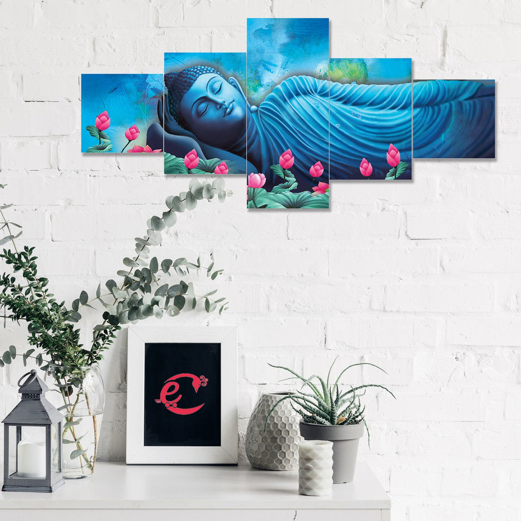 Set of 5 Buddha Premium Sunboard Panels Painting Kafalo