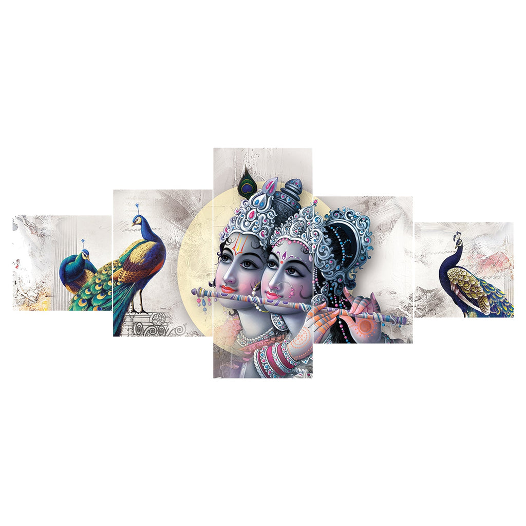 Set of 5 Radha Krishna Premium Sunboard Panels Painting Kafalo
