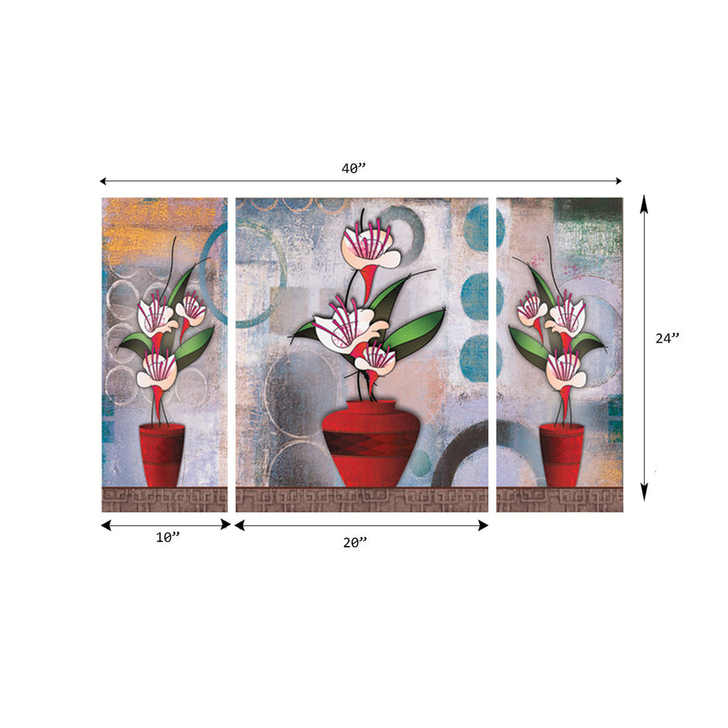 Set of 3 Botanical Theme Premium Canvas Painting Kafalo