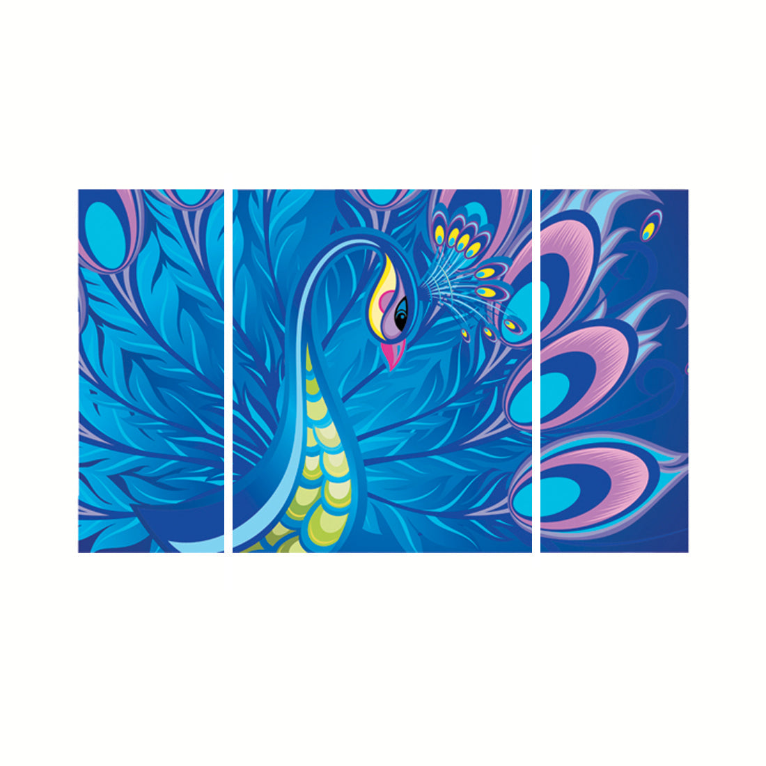 Set of 3 Peacock Theme Premium Canvas Painting Kafalo