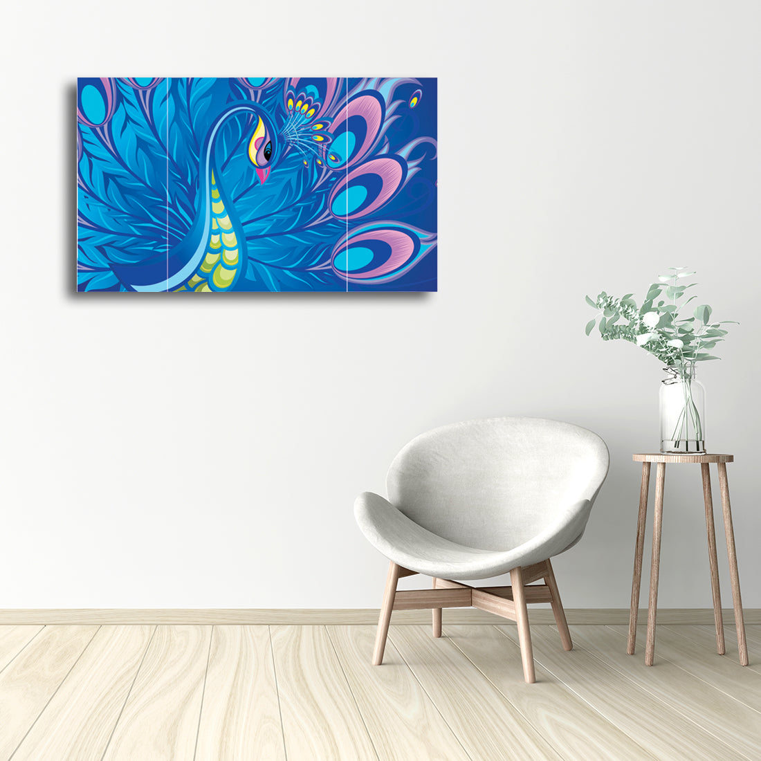 Set of 3 Peacock Theme Premium Canvas Painting Kafalo