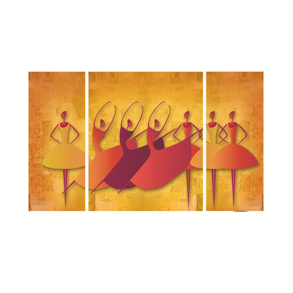Set of 3 Abstract Dancing Lady Premium Canvas Painting Kafalo