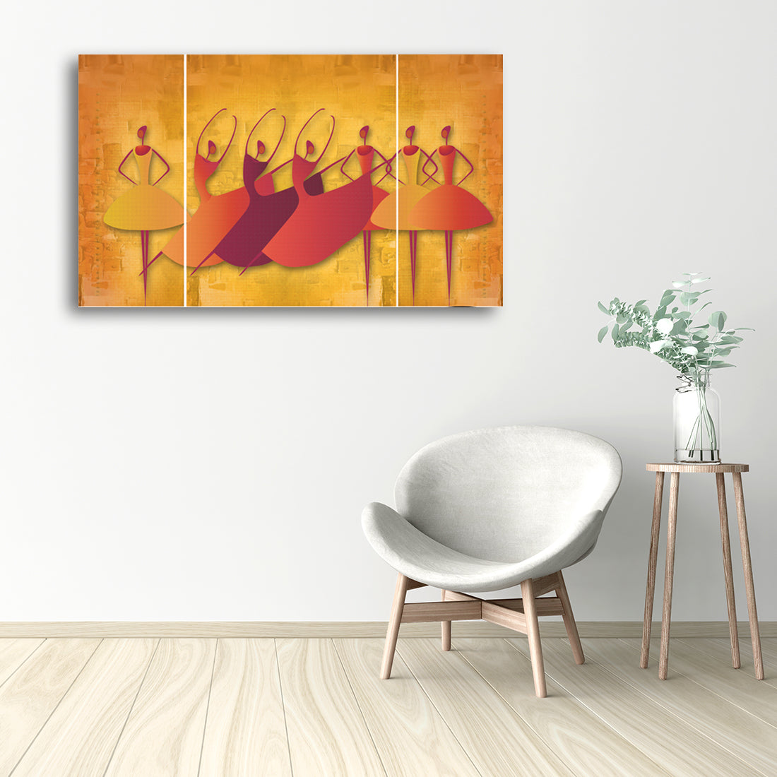 Set of 3 Abstract Dancing Lady Premium Canvas Painting Kafalo