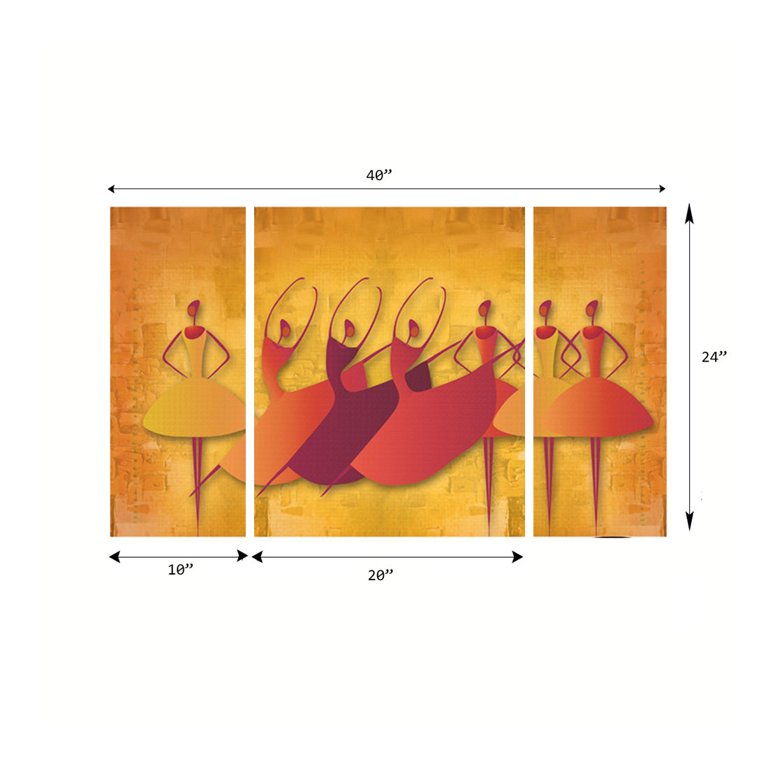Set of 3 Abstract Dancing Lady Premium Canvas Painting Kafalo