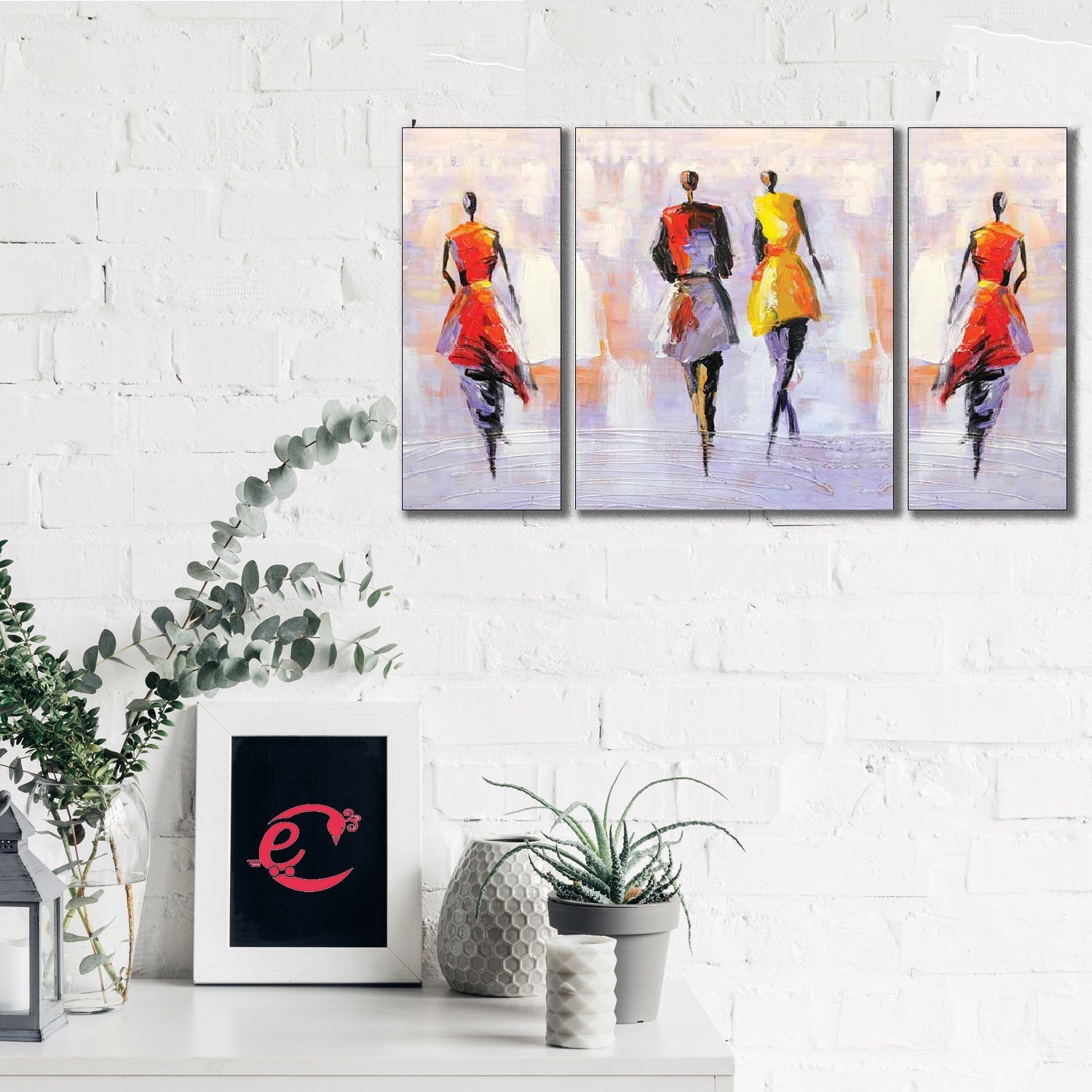 Set of 3 Abstract Girls Premium Canvas Sunboard Painting Kafalo