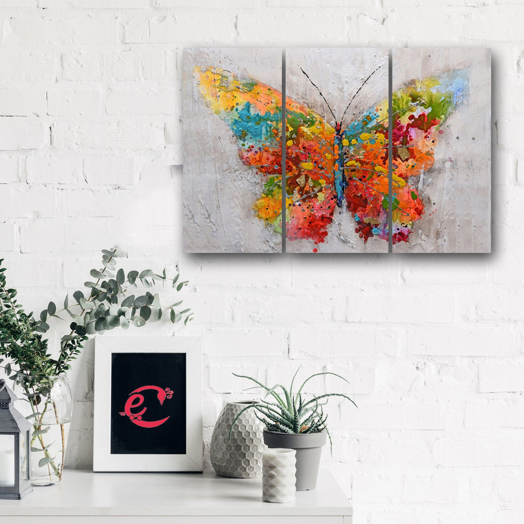 Set of 3 Color Butterfly Premium Canvas Sunboard Painting Kafalo