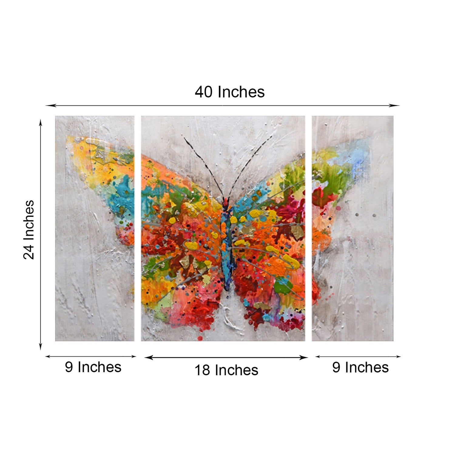 Set of 3 Color Butterfly Premium Canvas Sunboard Painting Kafalo