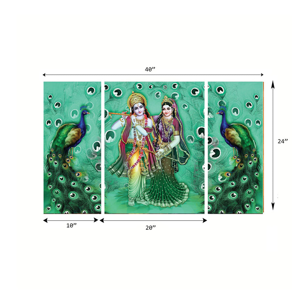 Set of 3 Radha Krishna Premium Canvas Painting Kafalo