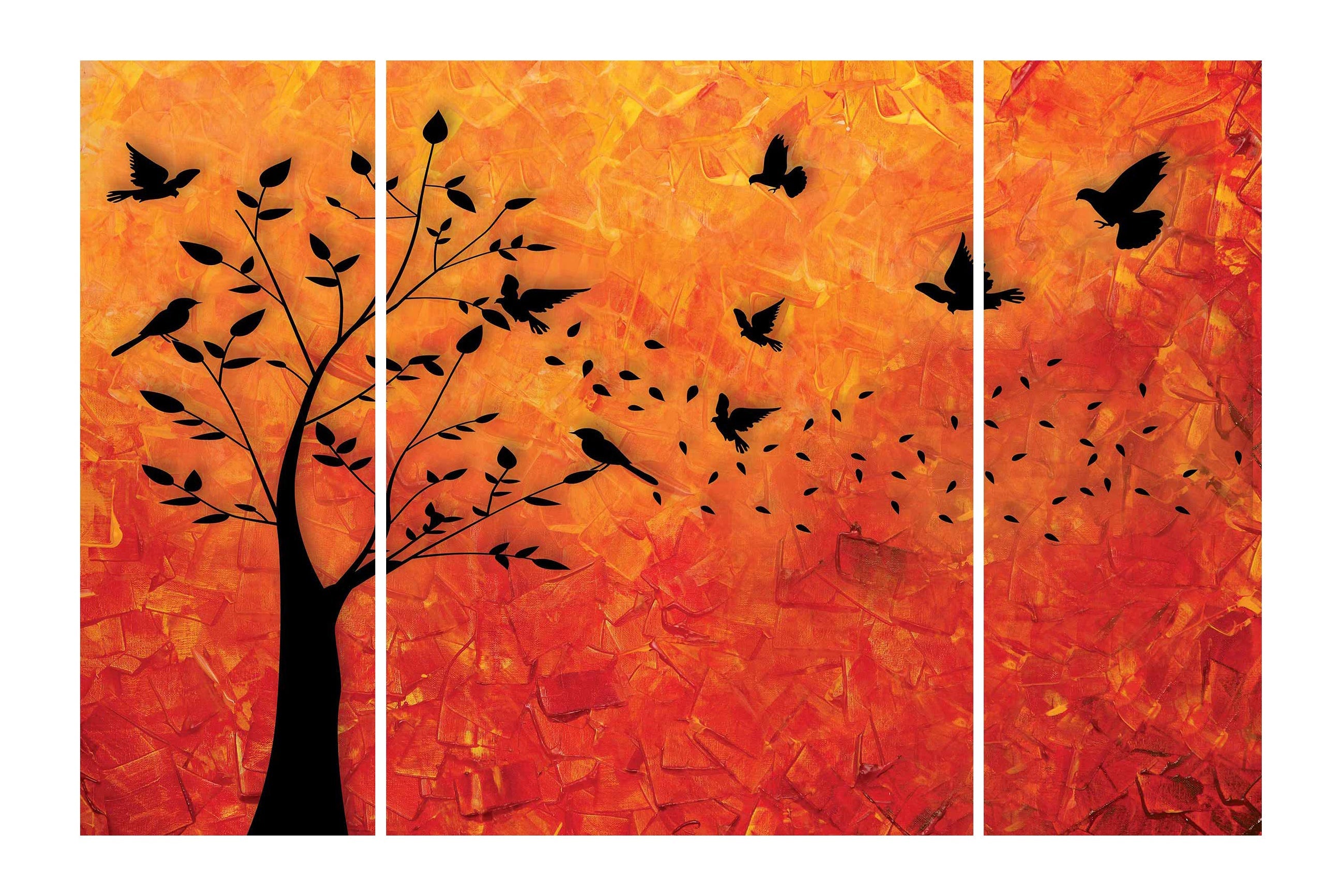 Set of 3 Flying Birds Premium Canvas Sunboard Painting Kafalo