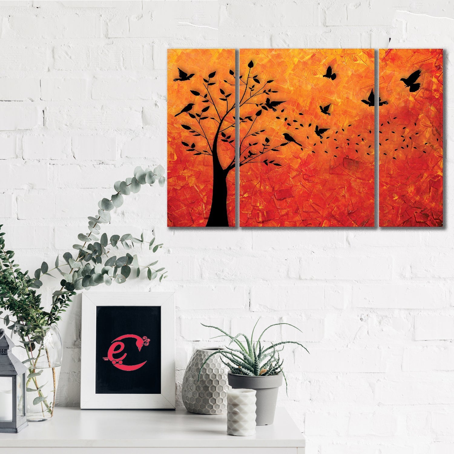Set of 3 Flying Birds Premium Canvas Sunboard Painting Kafalo