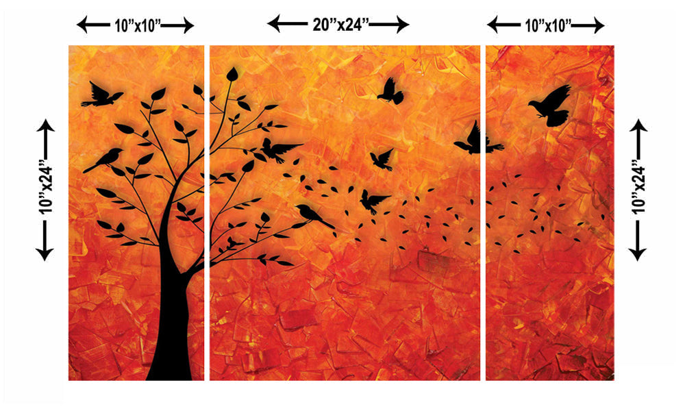 Set of 3 Flying Birds Premium Canvas Sunboard Painting Kafalo