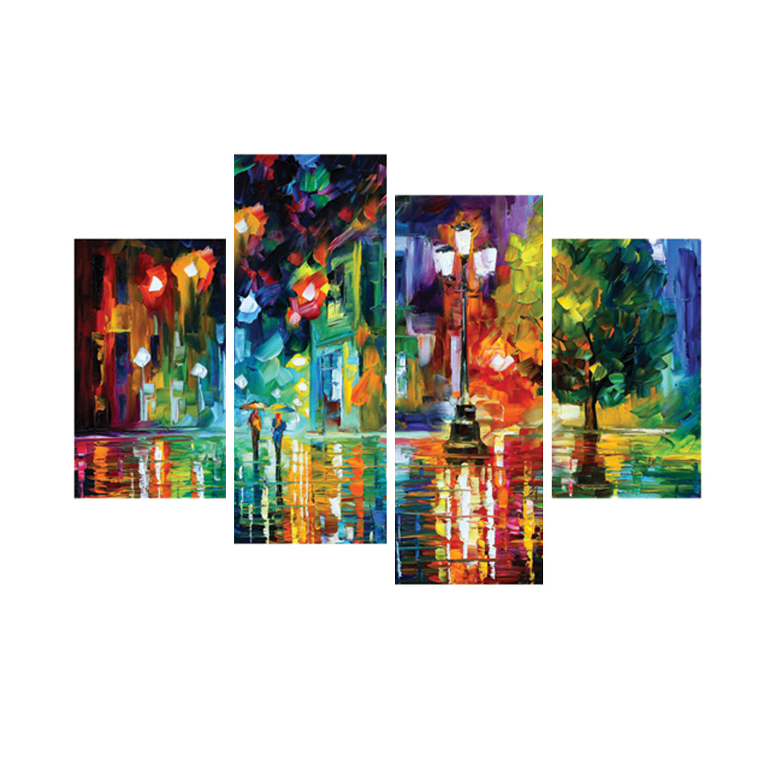 Set of 4 Beauty Under Rain Premium Canvas Painting Kafalo