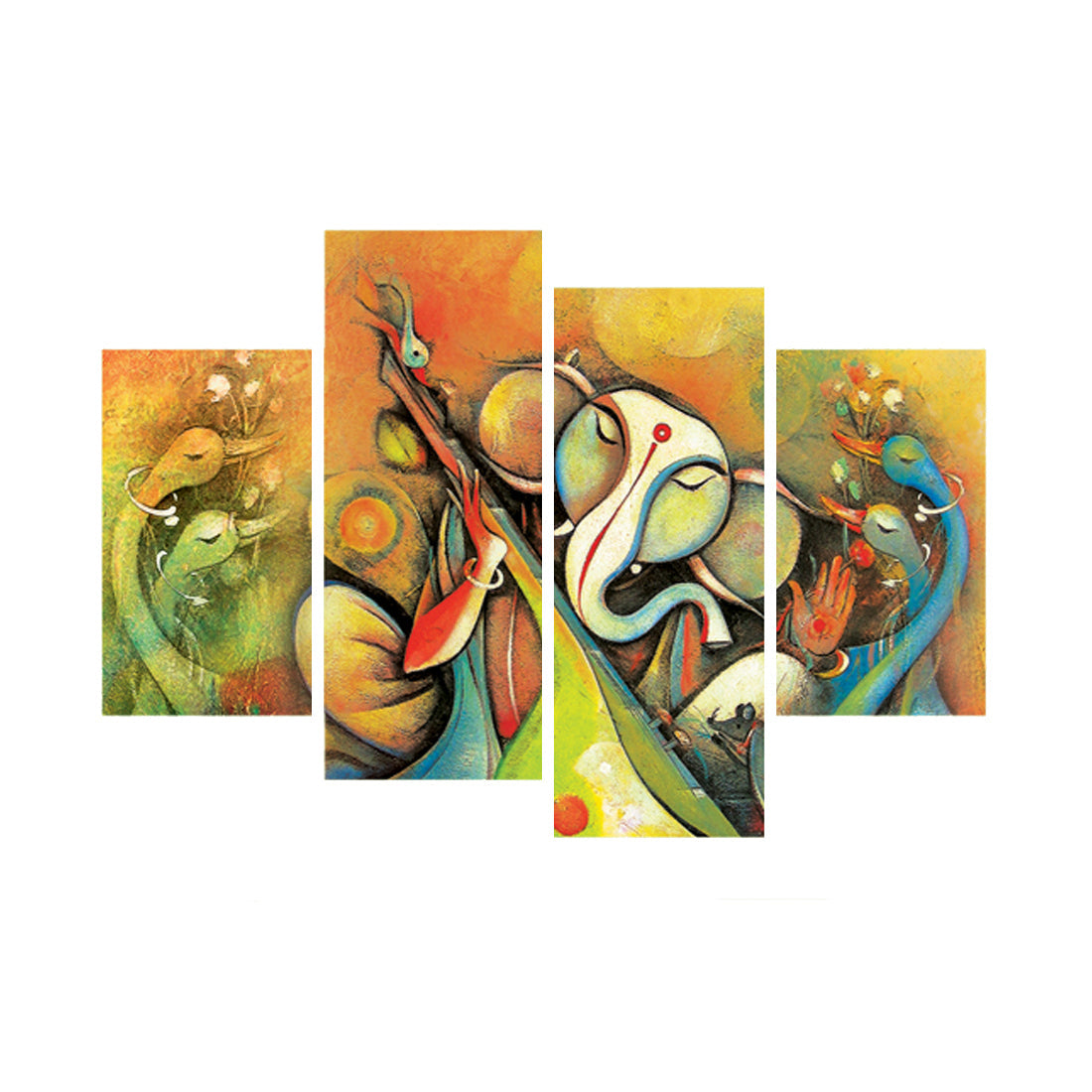 Set of 4 Lord Ganesha Premium Canvas Painting Kafalo