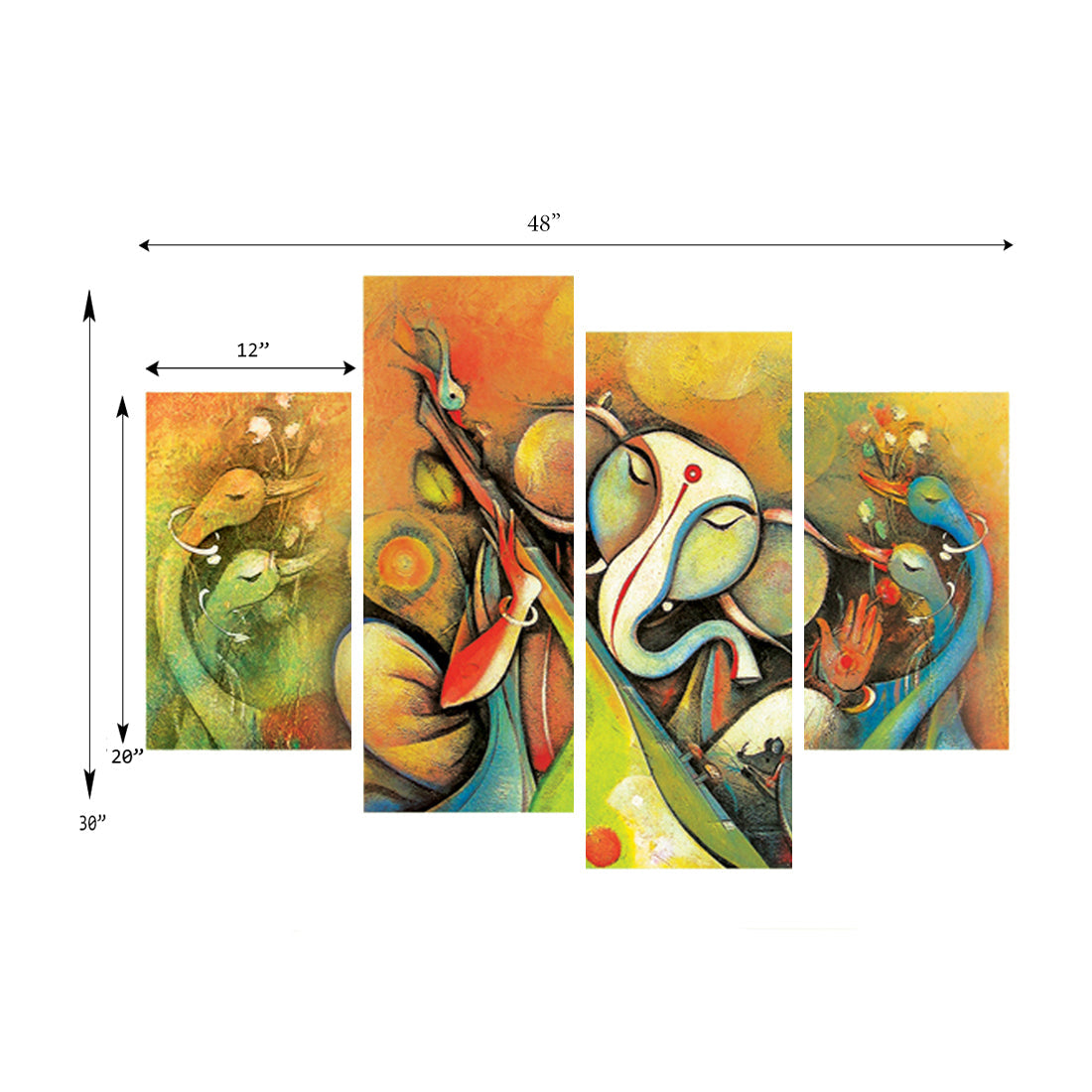 Set of 4 Lord Ganesha Premium Canvas Painting Kafalo