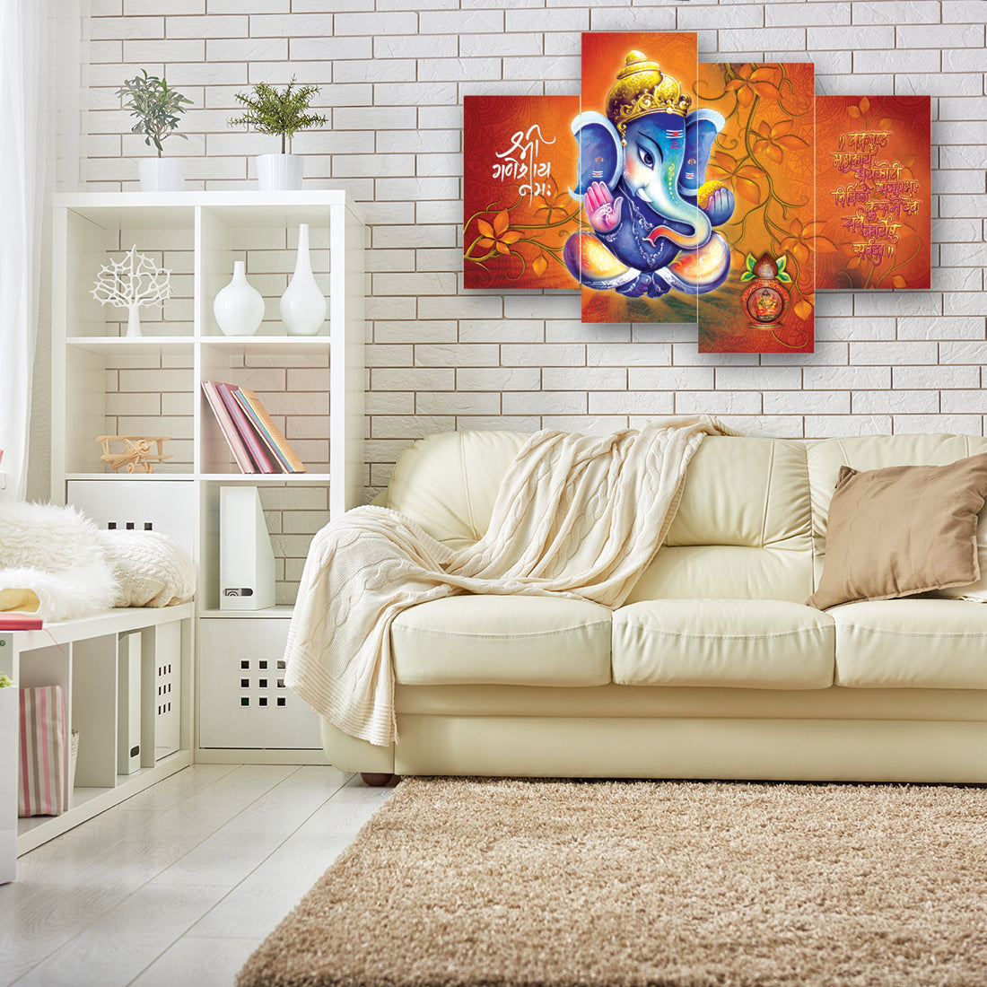 Set of 4 Lord Ganesha Premium Canvas Painting Kafalo